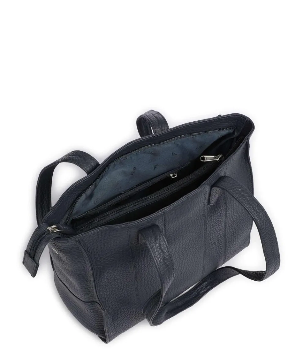 Hirsch Mandira Schultertasche genarbtes Leder graublau
