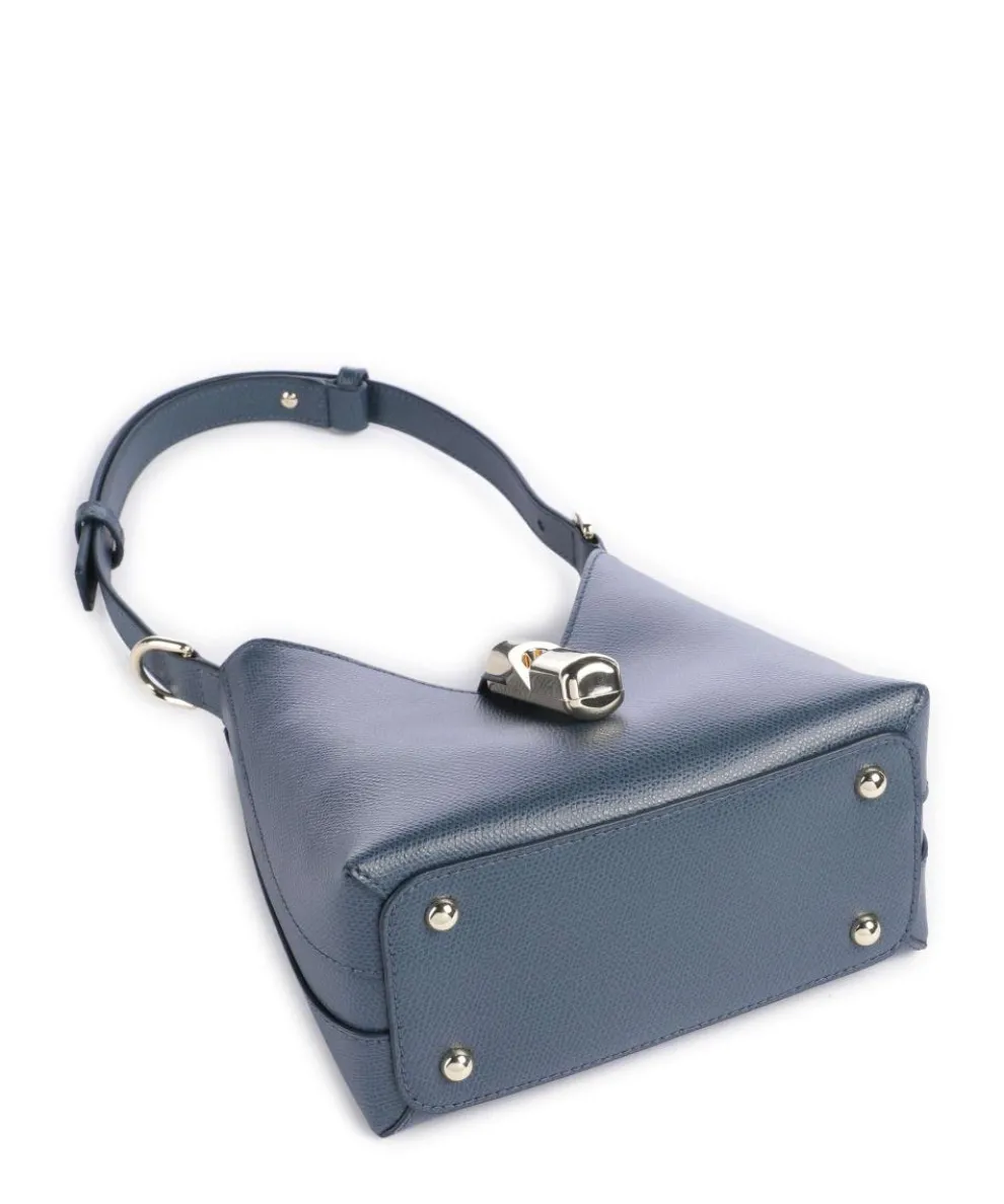 Iride Mini Schultertasche genarbtes Leder dunkelblau