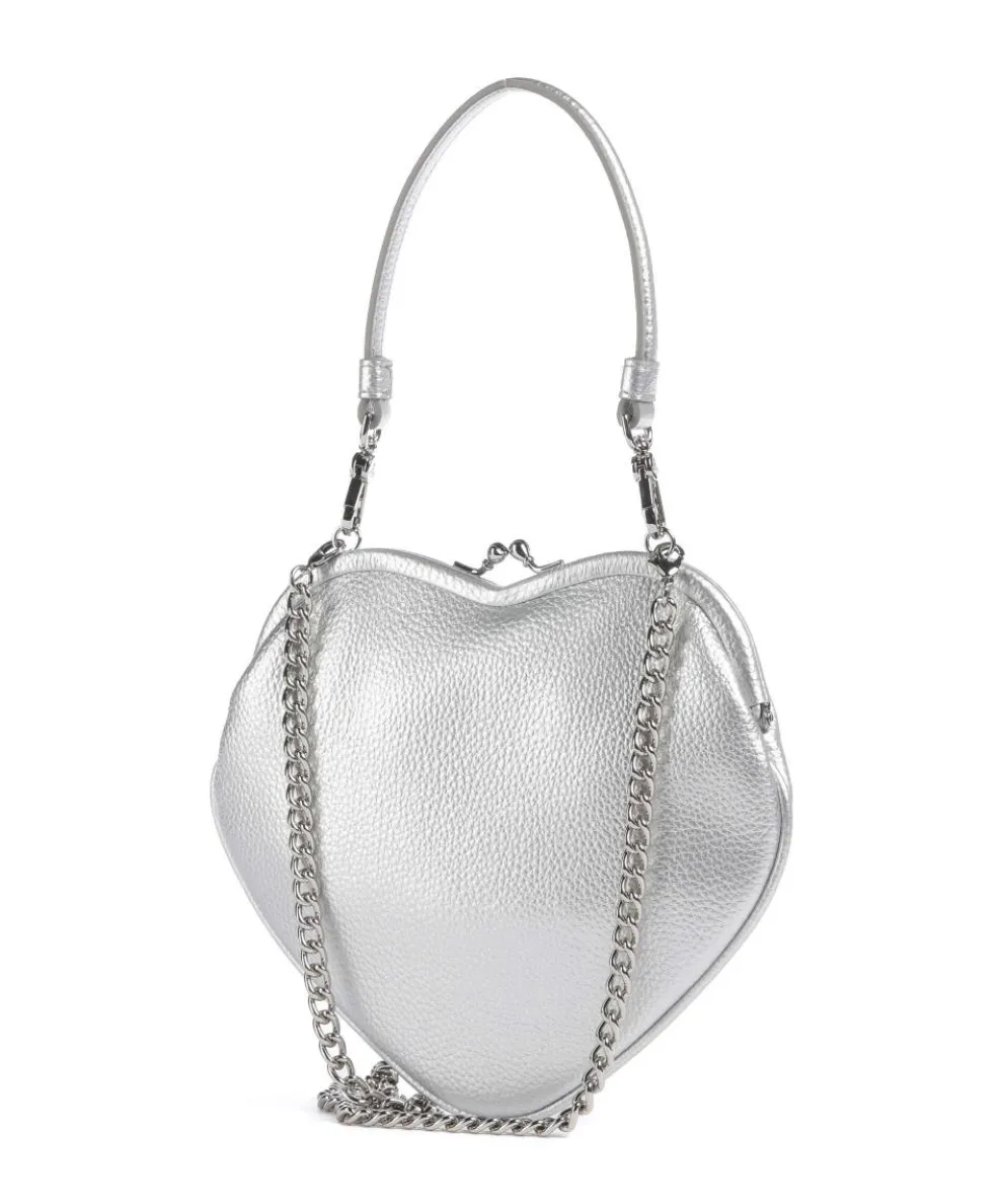 Belle Heart Frame Re-Vegan Grain Schultertasche Lederimitat silber