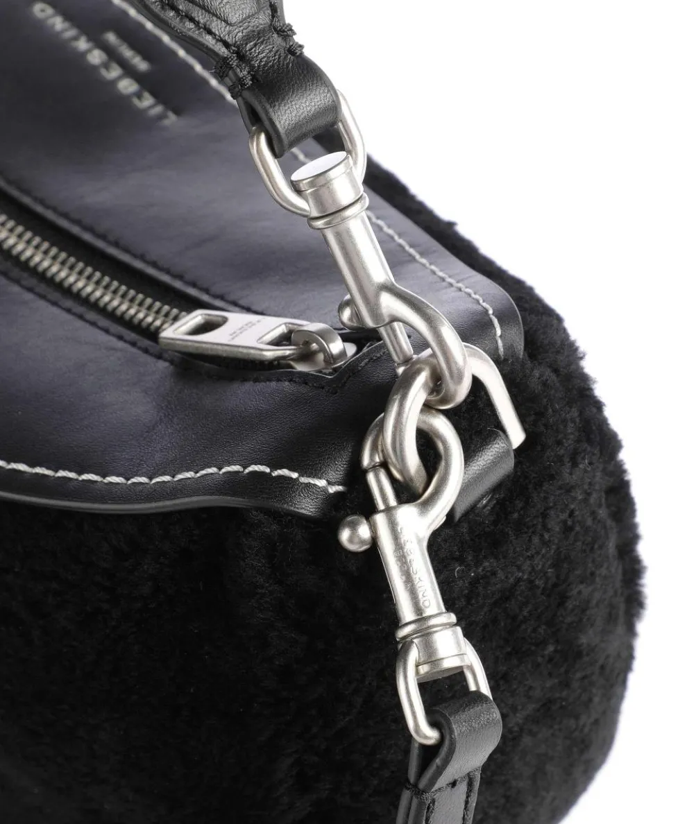 Melli Shearling S Beuteltasche fein genarbtes Leder, Kunstfell schwarz