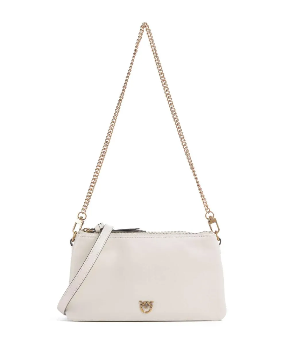 Double Mini Schultertasche fein genarbtes Kalbsleder weiß