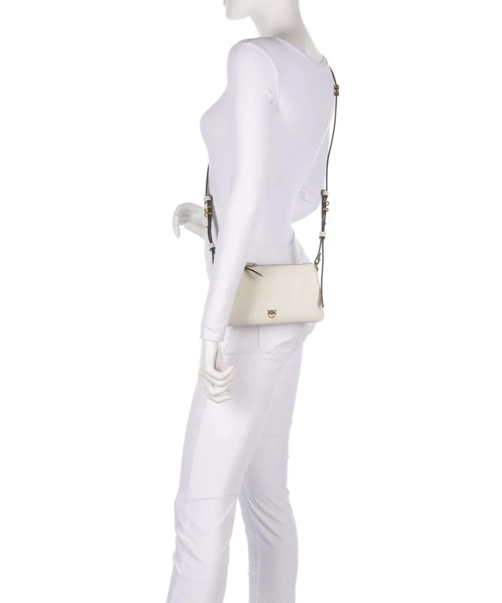 Double Mini Schultertasche fein genarbtes Kalbsleder weiß