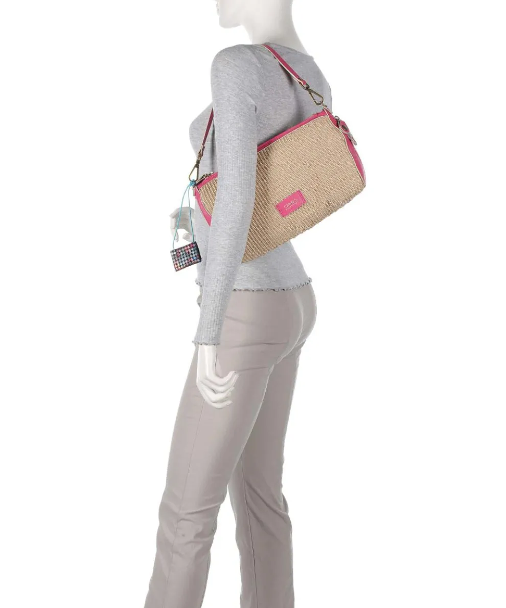 Oceania Pepita Schultertasche Bast, genarbtes Kalbsleder beige