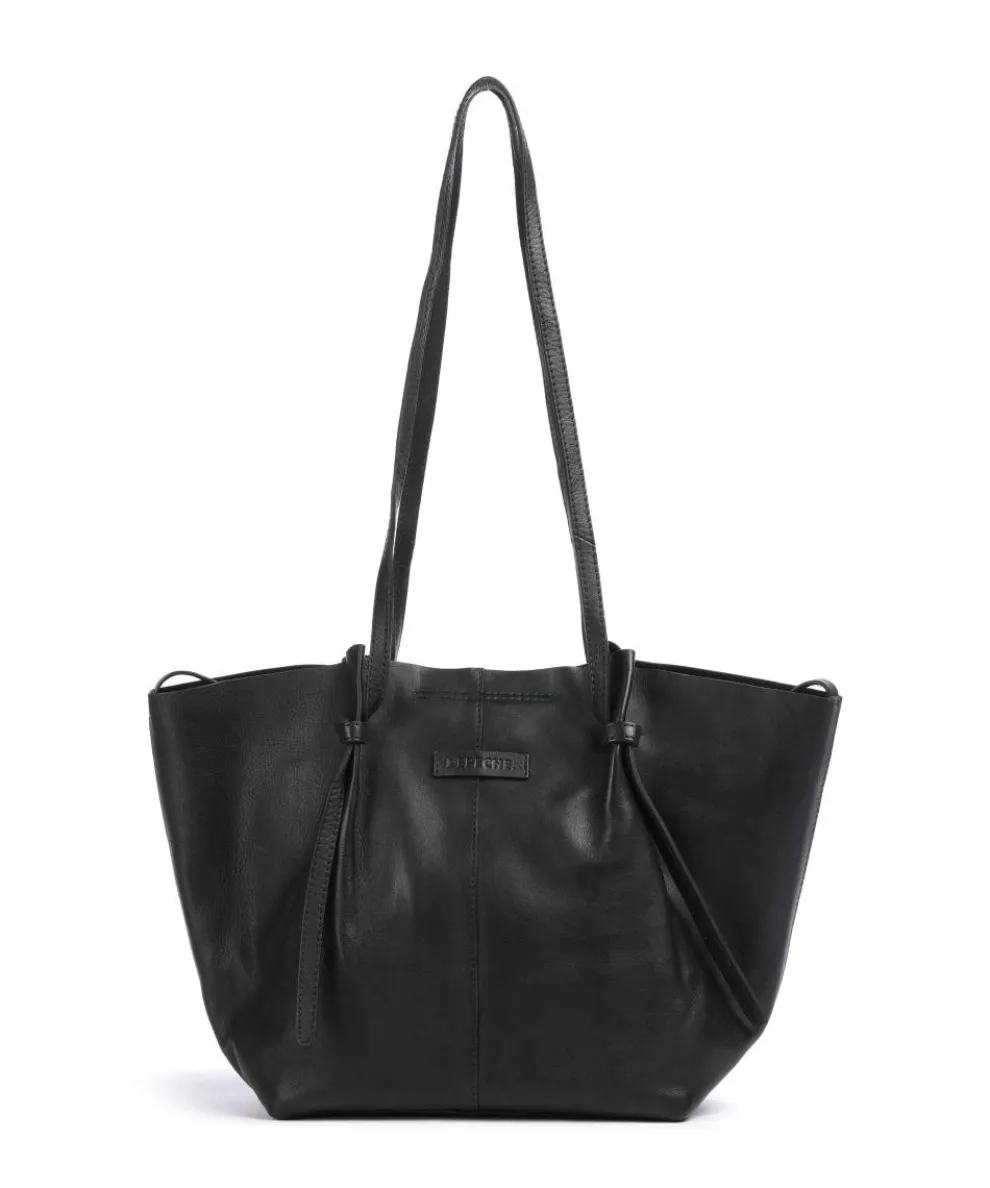 Nordic Simplicity Schultertasche Leder schwarz