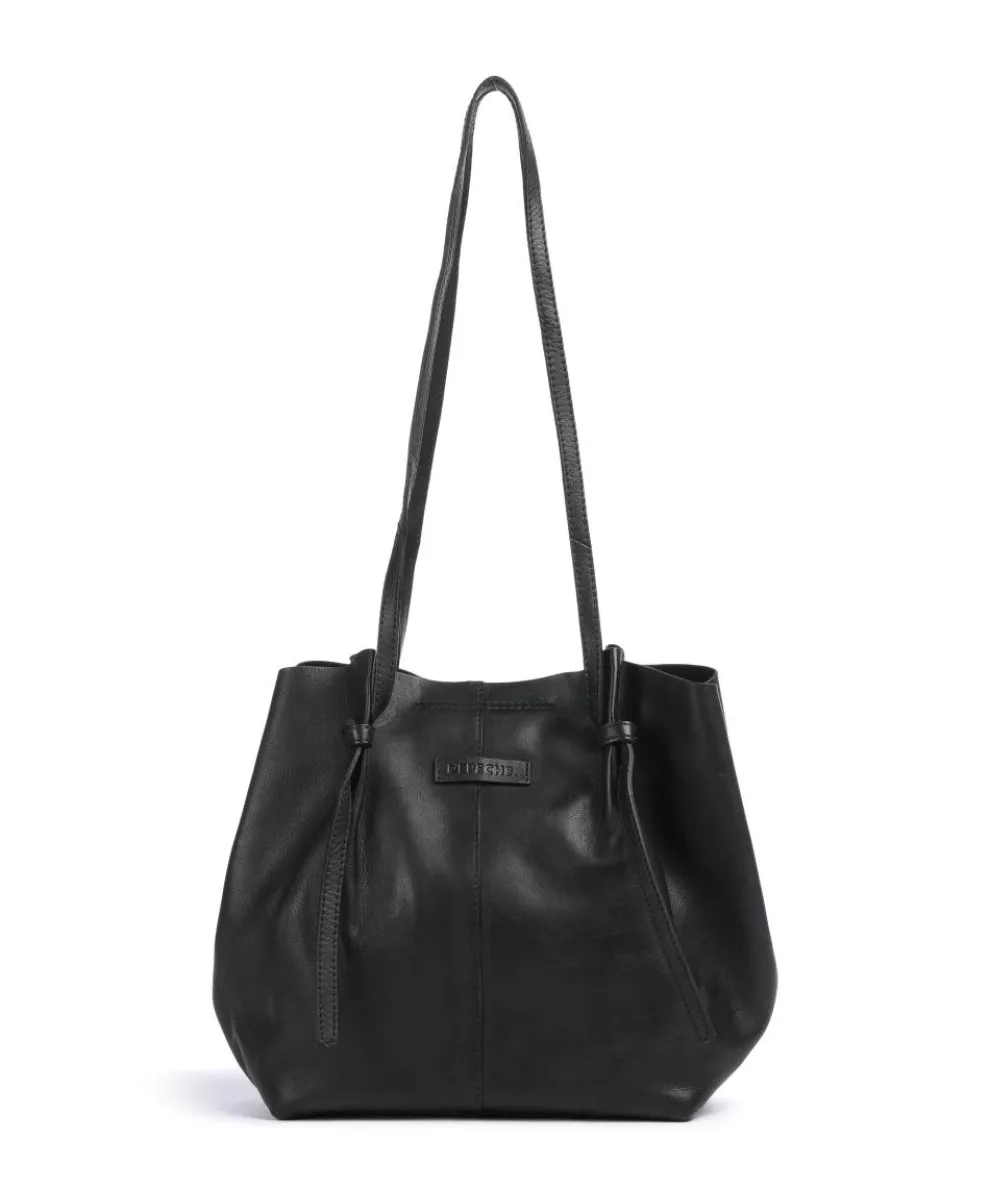 Nordic Simplicity Schultertasche Leder schwarz