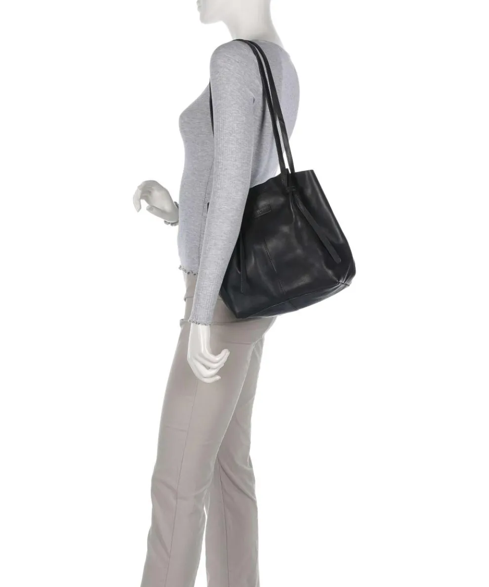 Nordic Simplicity Schultertasche Leder schwarz