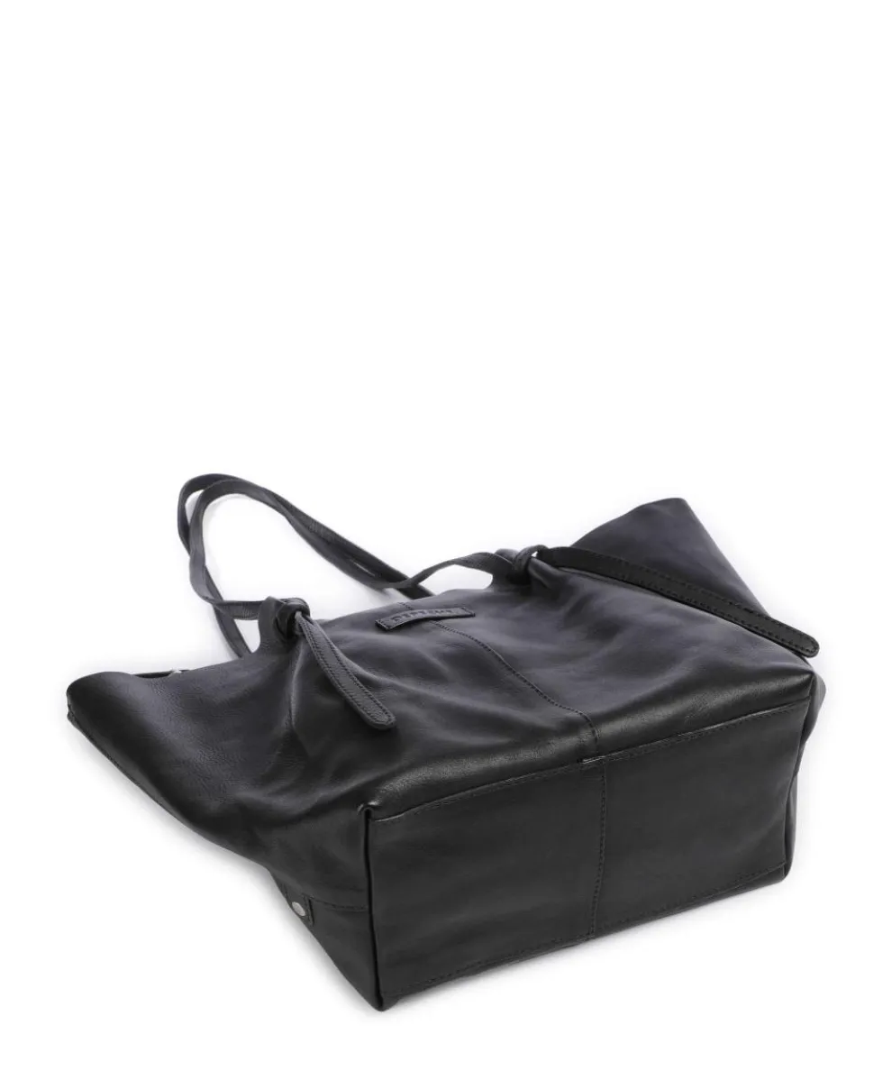 Nordic Simplicity Schultertasche Leder schwarz