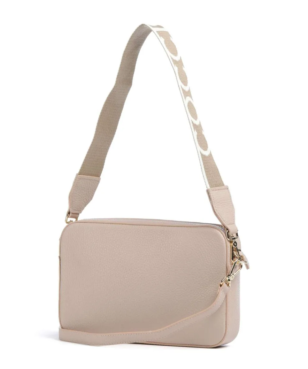 Tebe Schultertasche genarbtes Rindsleder beige