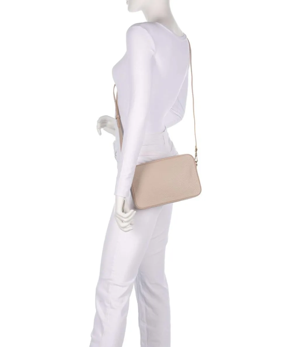 Tebe Schultertasche genarbtes Rindsleder beige