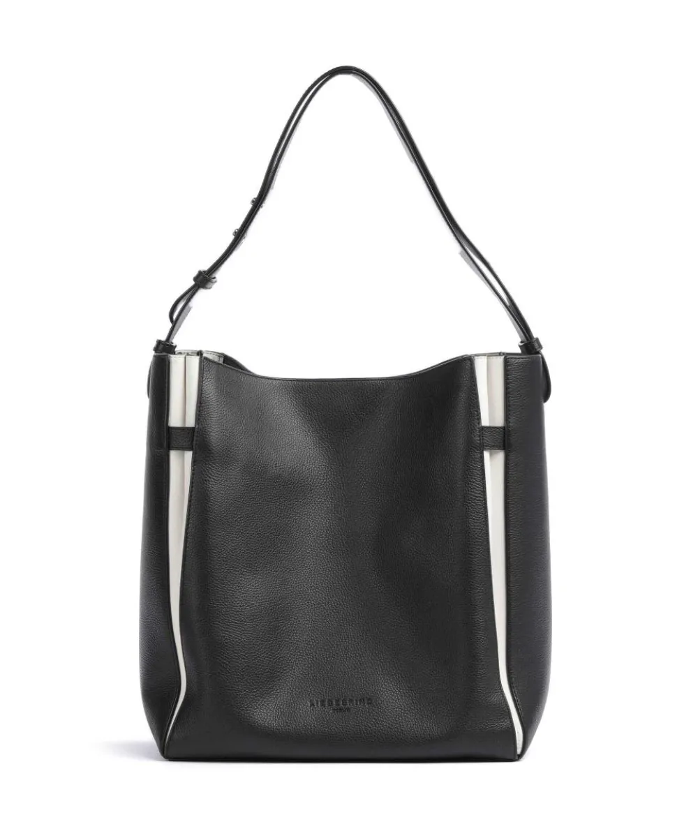 Hilla Small Pebble L Beuteltasche genarbtes Rindsleder schwarz