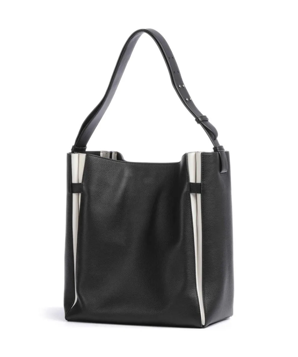 Hilla Small Pebble L Beuteltasche genarbtes Rindsleder schwarz