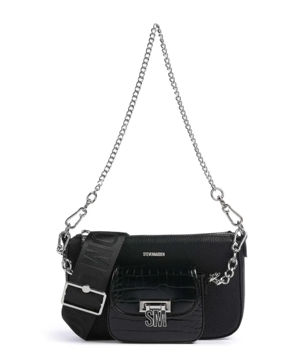 BURGE Schultertasche Lederimitat schwarz