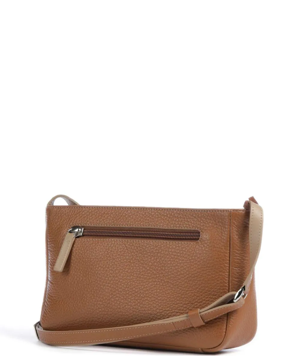 Pienza Umhängetasche genarbtes Leder cognac