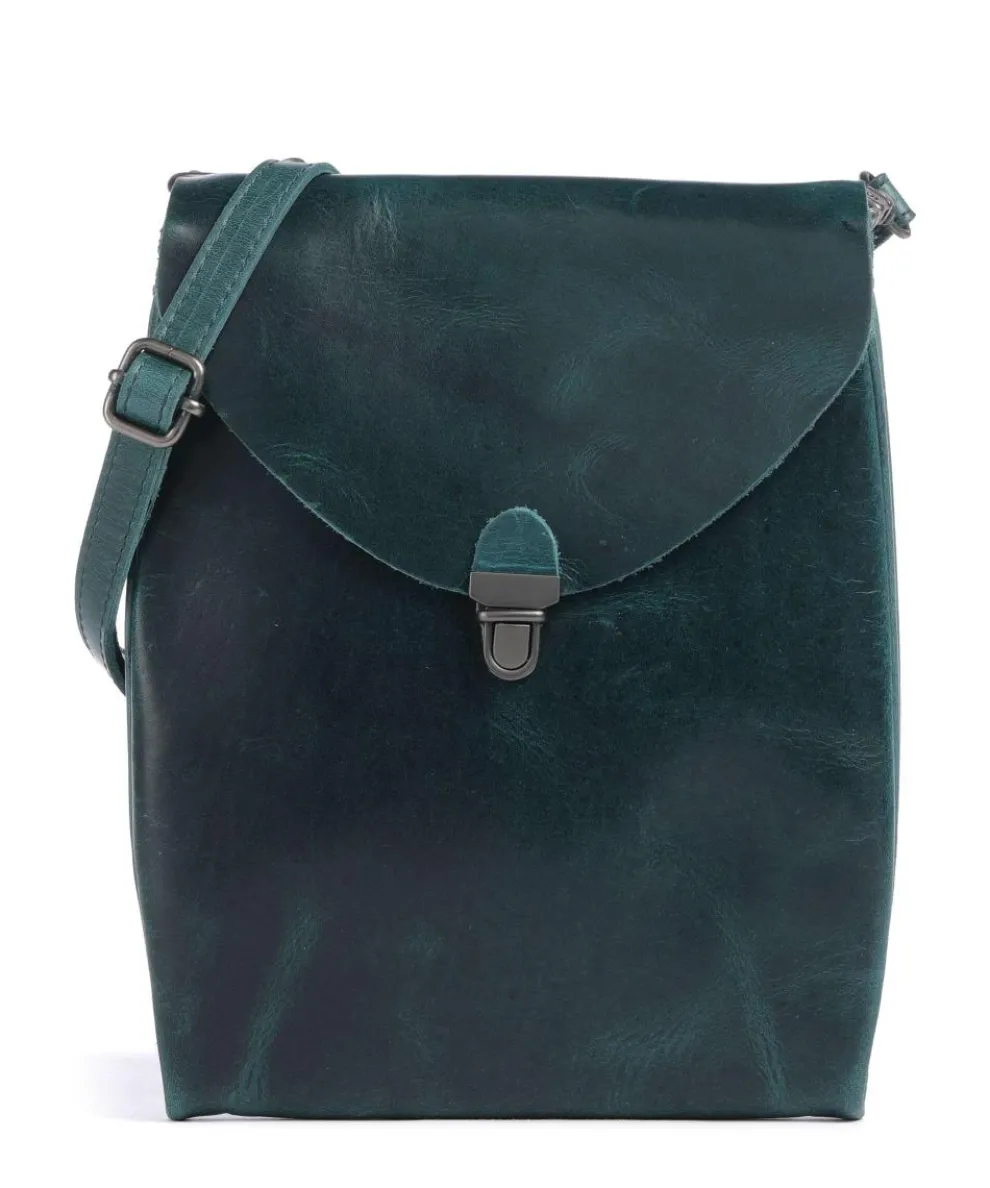 Fold Umhängetasche glattes Rindsleder petrol