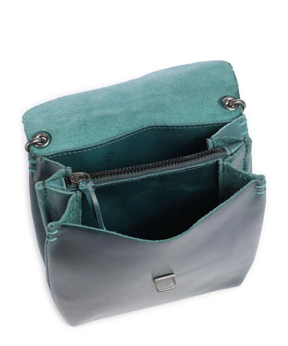 Fold Umhängetasche glattes Rindsleder petrol