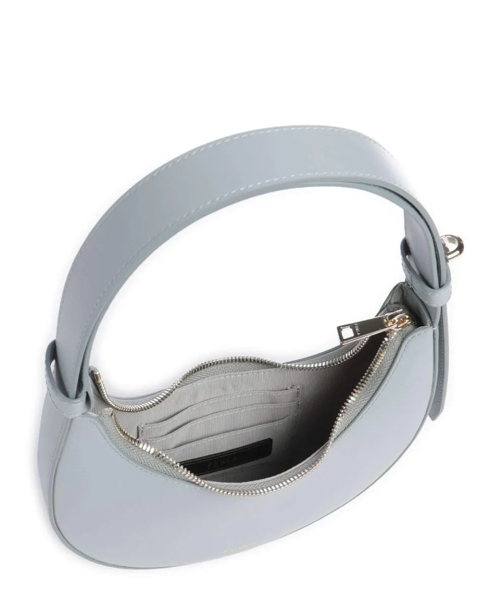 Delizia Mini Schultertasche fein genarbtes Leder blaugrau