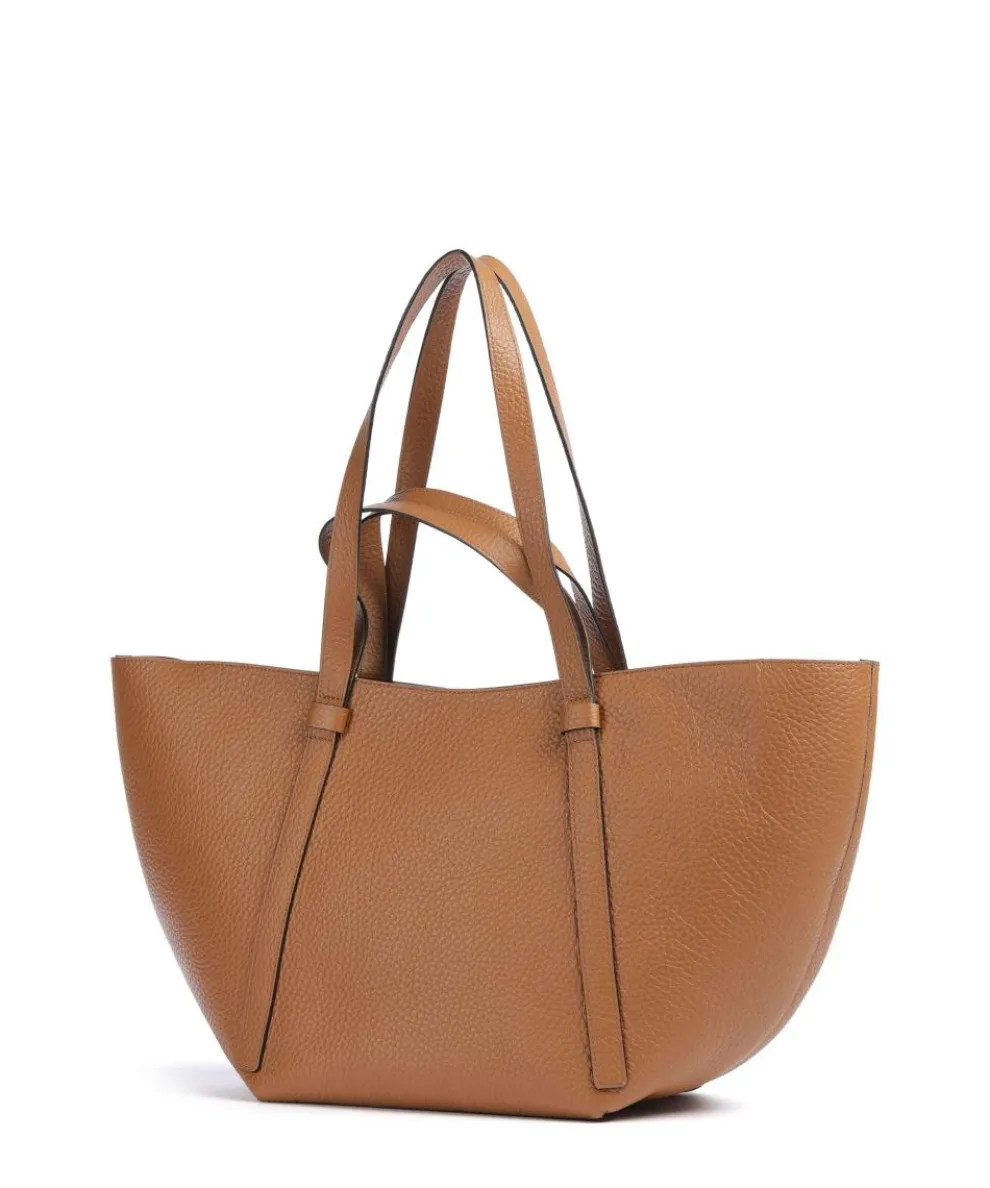 Tekla Cosmo Large Shopper genarbtes Leder braun