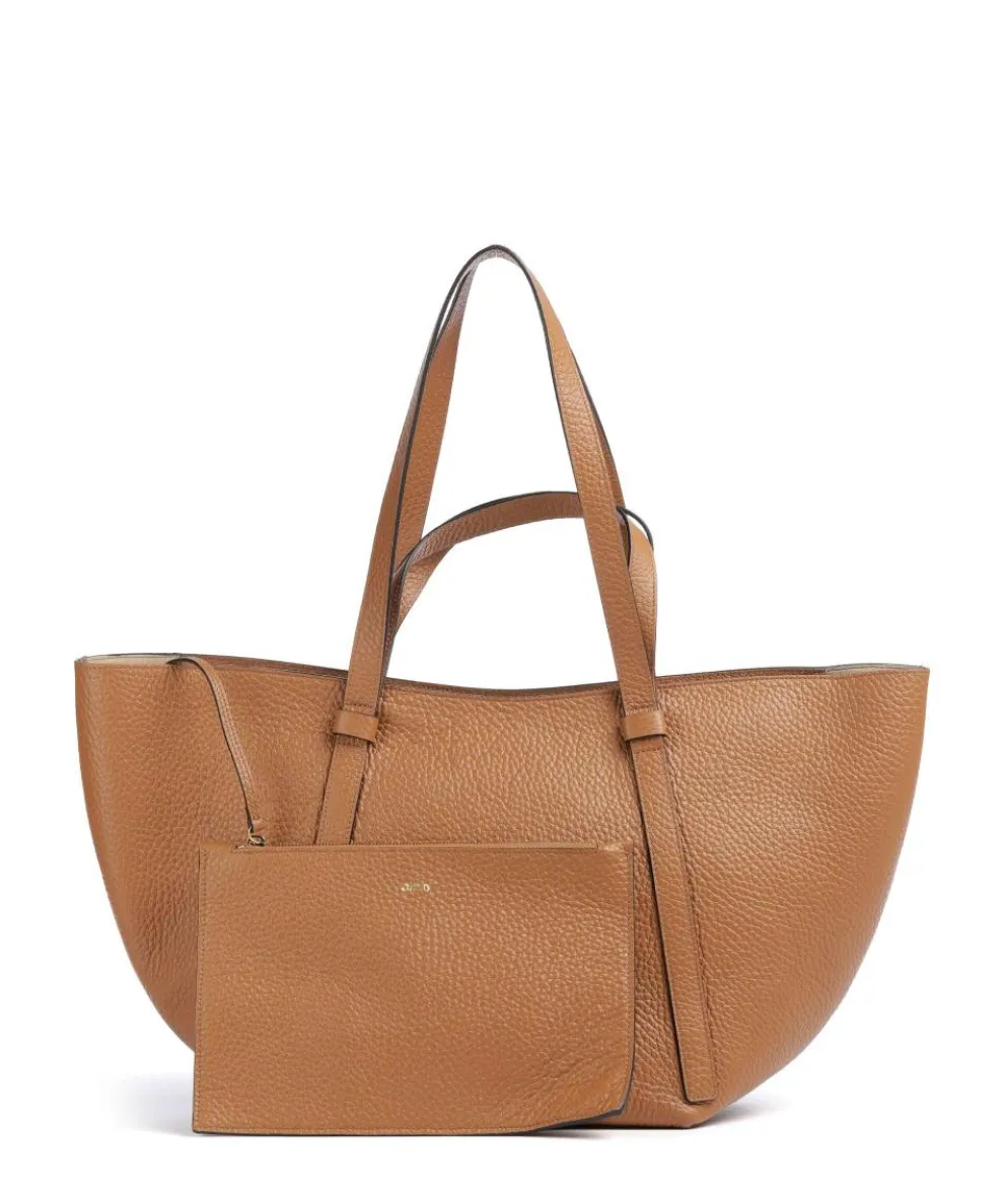 Tekla Cosmo Large Shopper genarbtes Leder braun