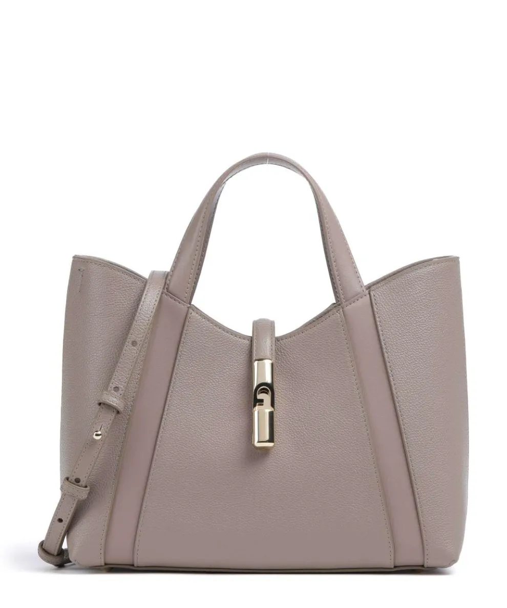 Goccia S Handtasche genarbtes Leder taupe