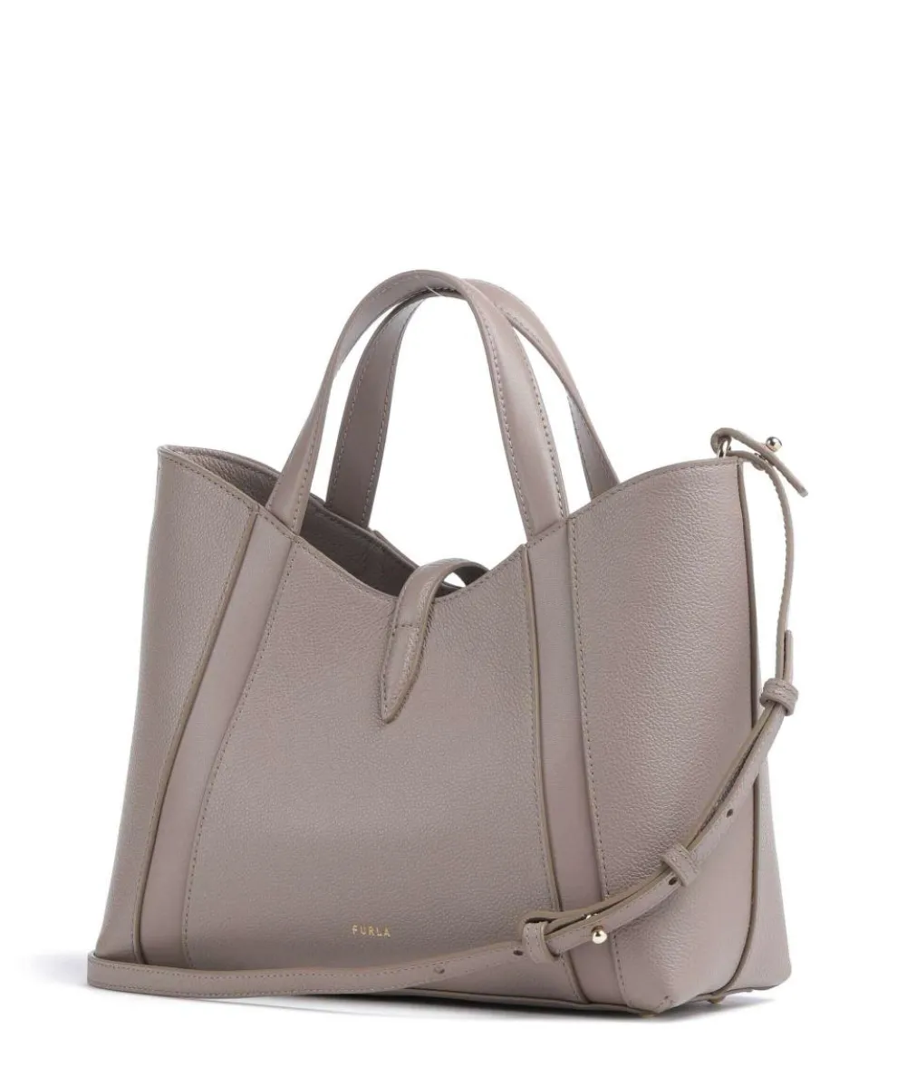 Goccia S Handtasche genarbtes Leder taupe