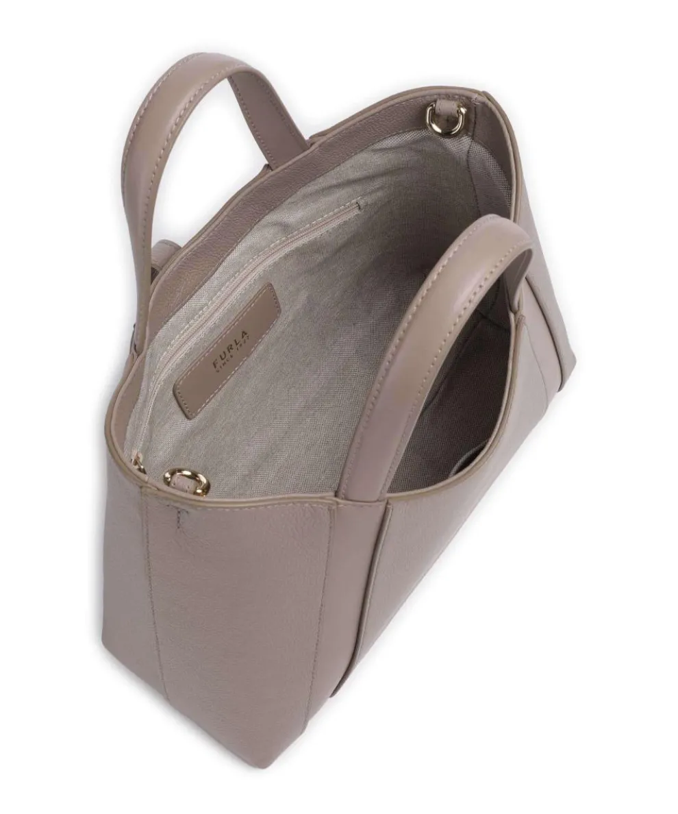 Goccia S Handtasche genarbtes Leder taupe