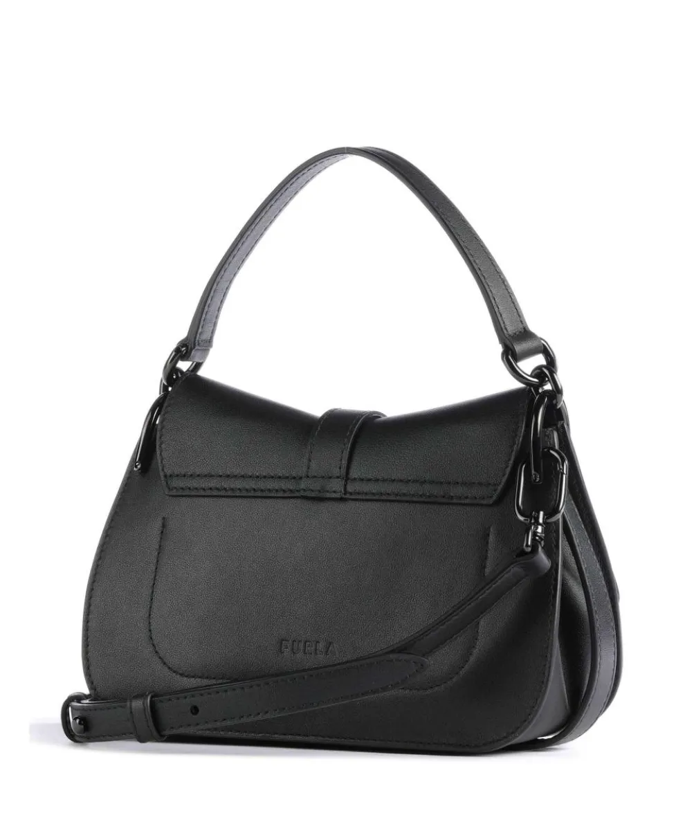 Flow Mini Handtasche fein genarbtes Leder schwarz