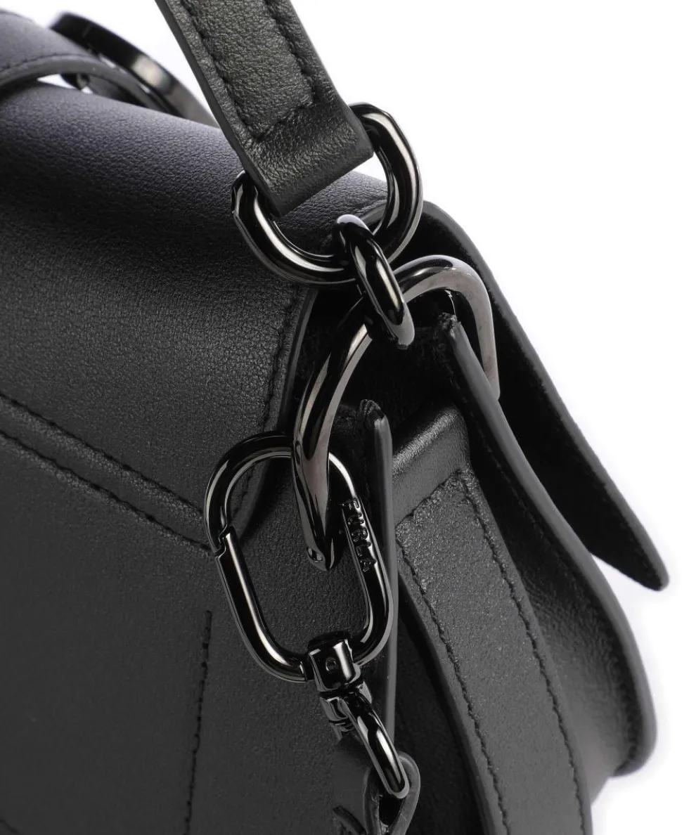 Flow Mini Handtasche fein genarbtes Leder schwarz