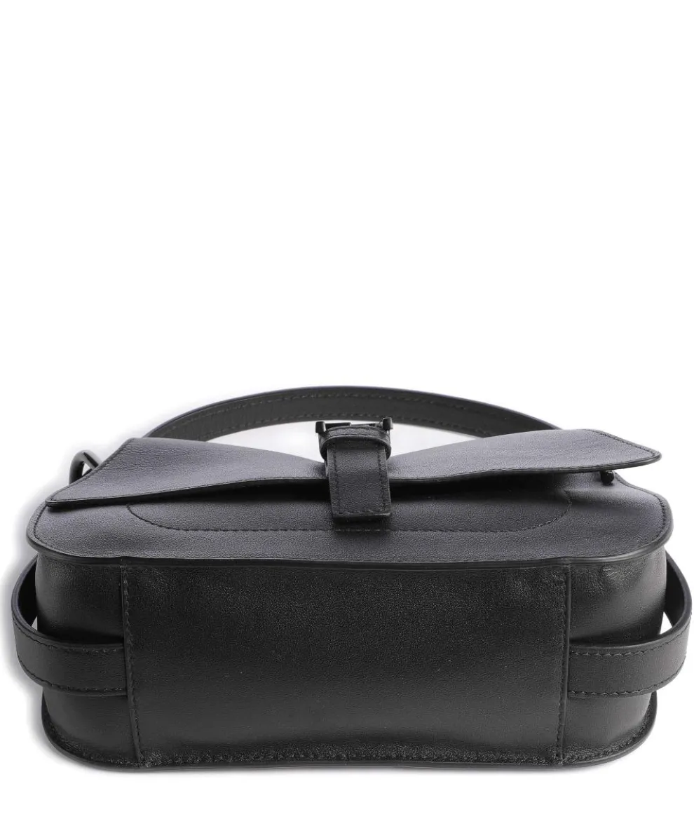 Flow Mini Handtasche fein genarbtes Leder schwarz