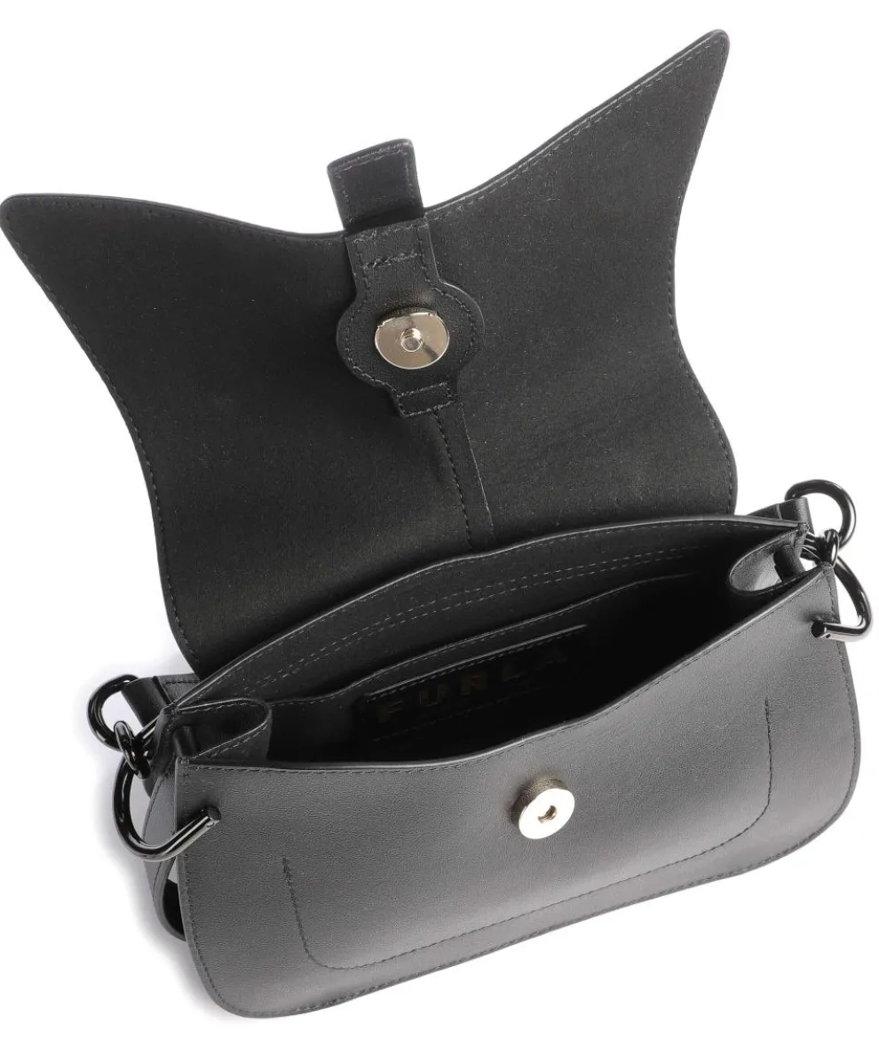 Flow Mini Handtasche fein genarbtes Leder schwarz
