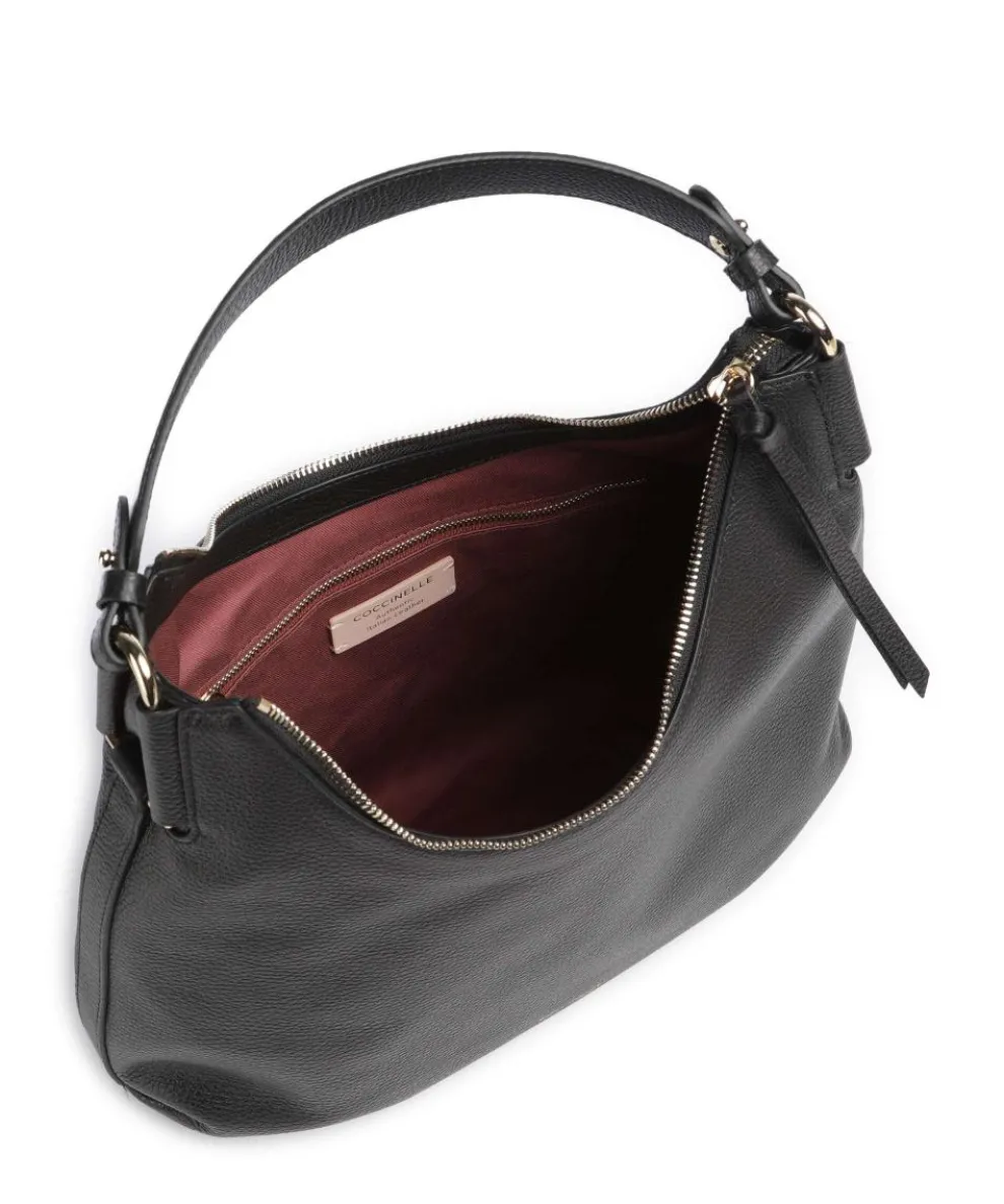 Rebekka Beuteltasche genarbtes Rindsleder schwarz