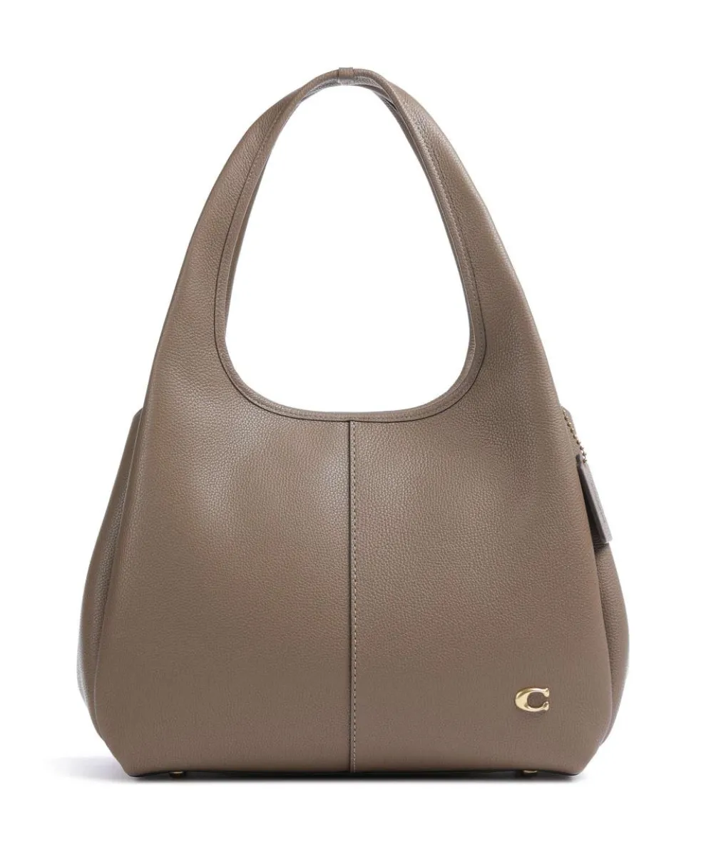 Lana Beuteltasche genarbtes Leder dunkelbraun