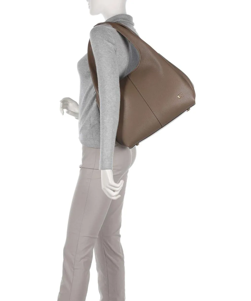 Lana Beuteltasche genarbtes Leder dunkelbraun