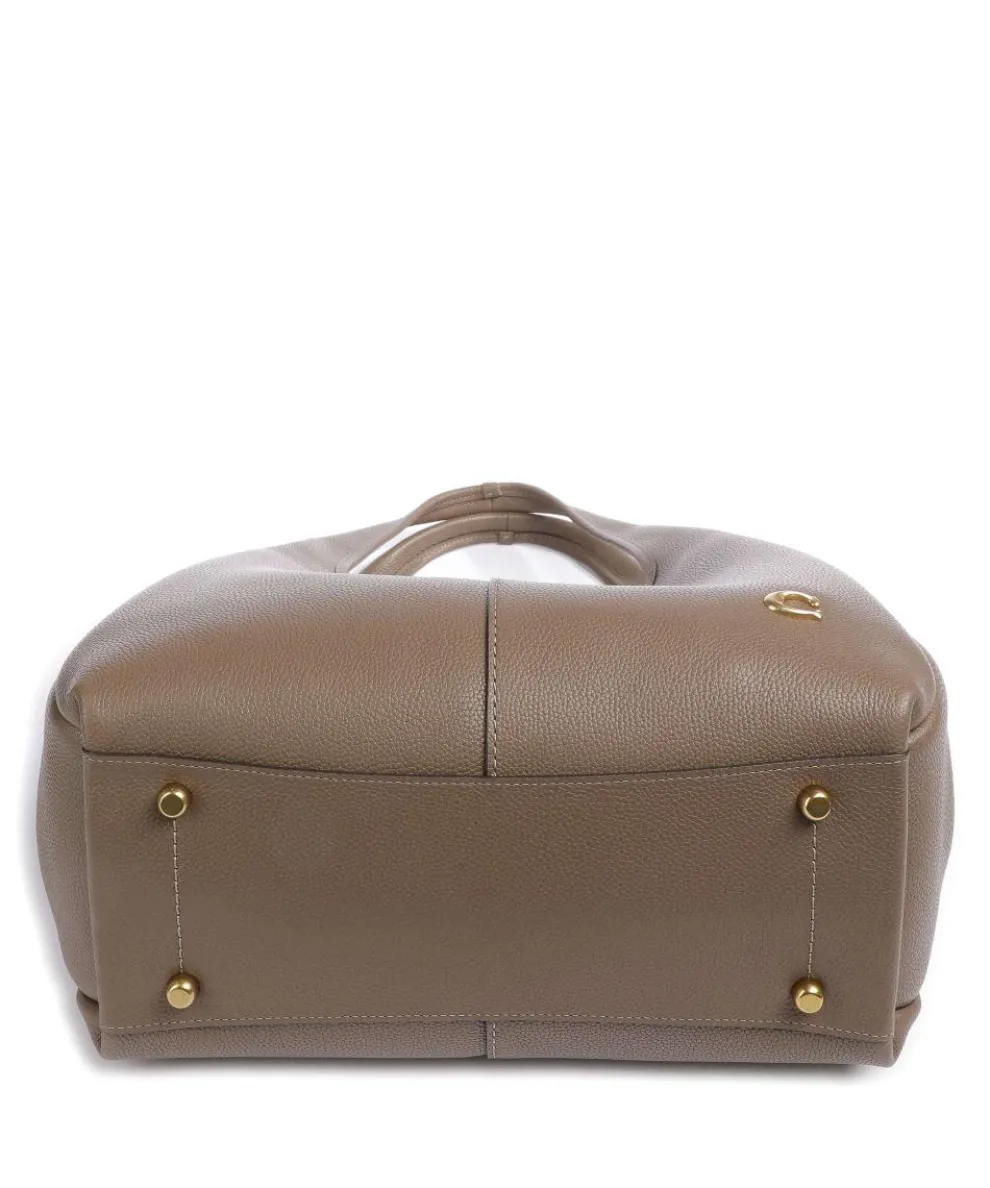 Lana Beuteltasche genarbtes Leder dunkelbraun