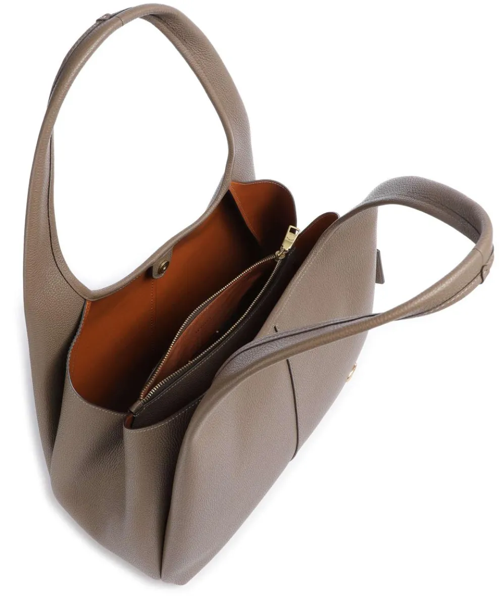 Lana Beuteltasche genarbtes Leder dunkelbraun