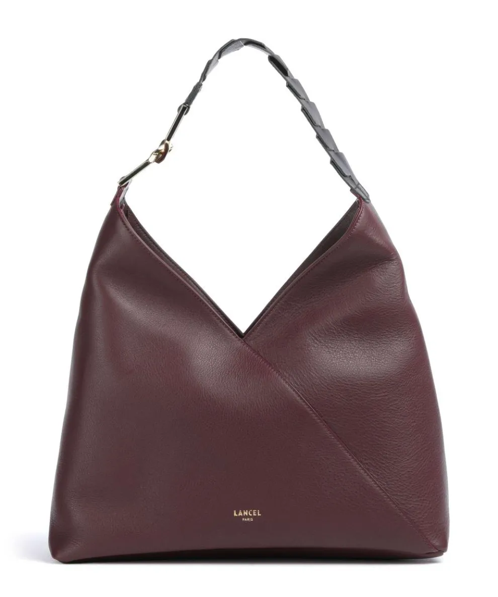 Pagode L Beuteltasche genarbtes Rindsleder brombeer