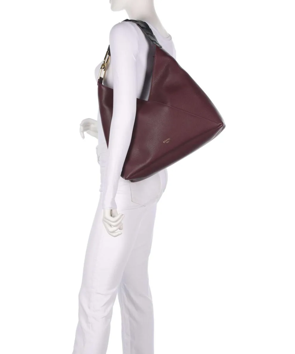 Pagode L Beuteltasche genarbtes Rindsleder brombeer