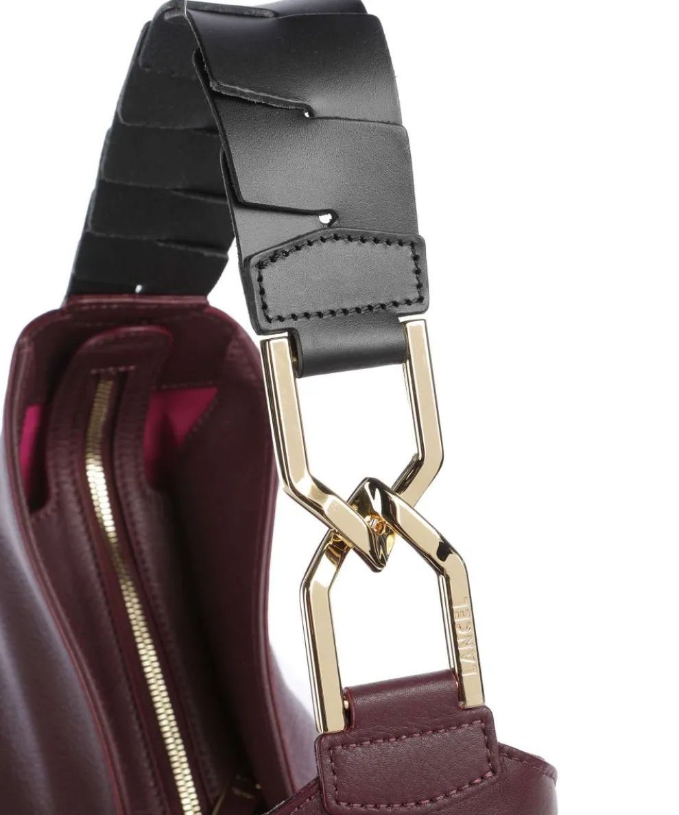 Pagode L Beuteltasche genarbtes Rindsleder brombeer