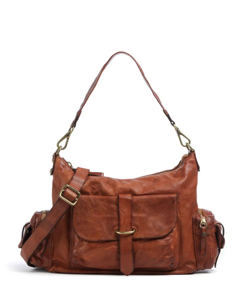 Beuteltasche genarbtes Rindsleder cognac