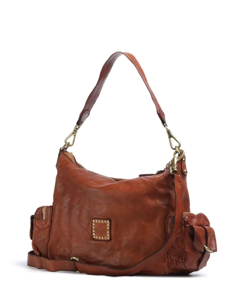 Beuteltasche genarbtes Rindsleder cognac