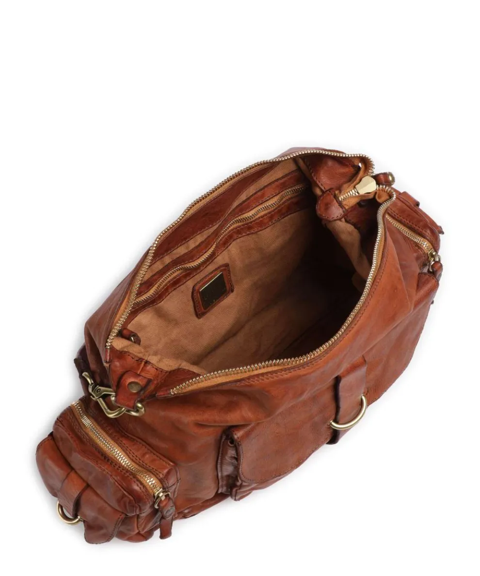 Beuteltasche genarbtes Rindsleder cognac