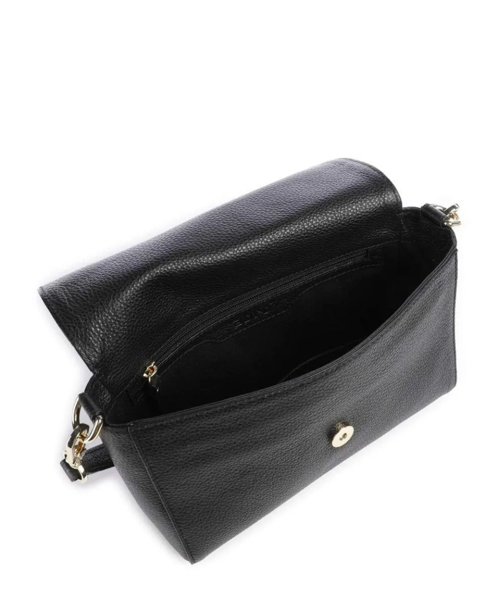 Agave Temi Schultertasche genarbtes Leder schwarz