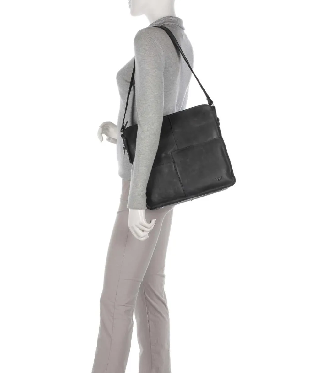 City Cowboy Ulani Schultertasche fein genarbtes Leder schwarz