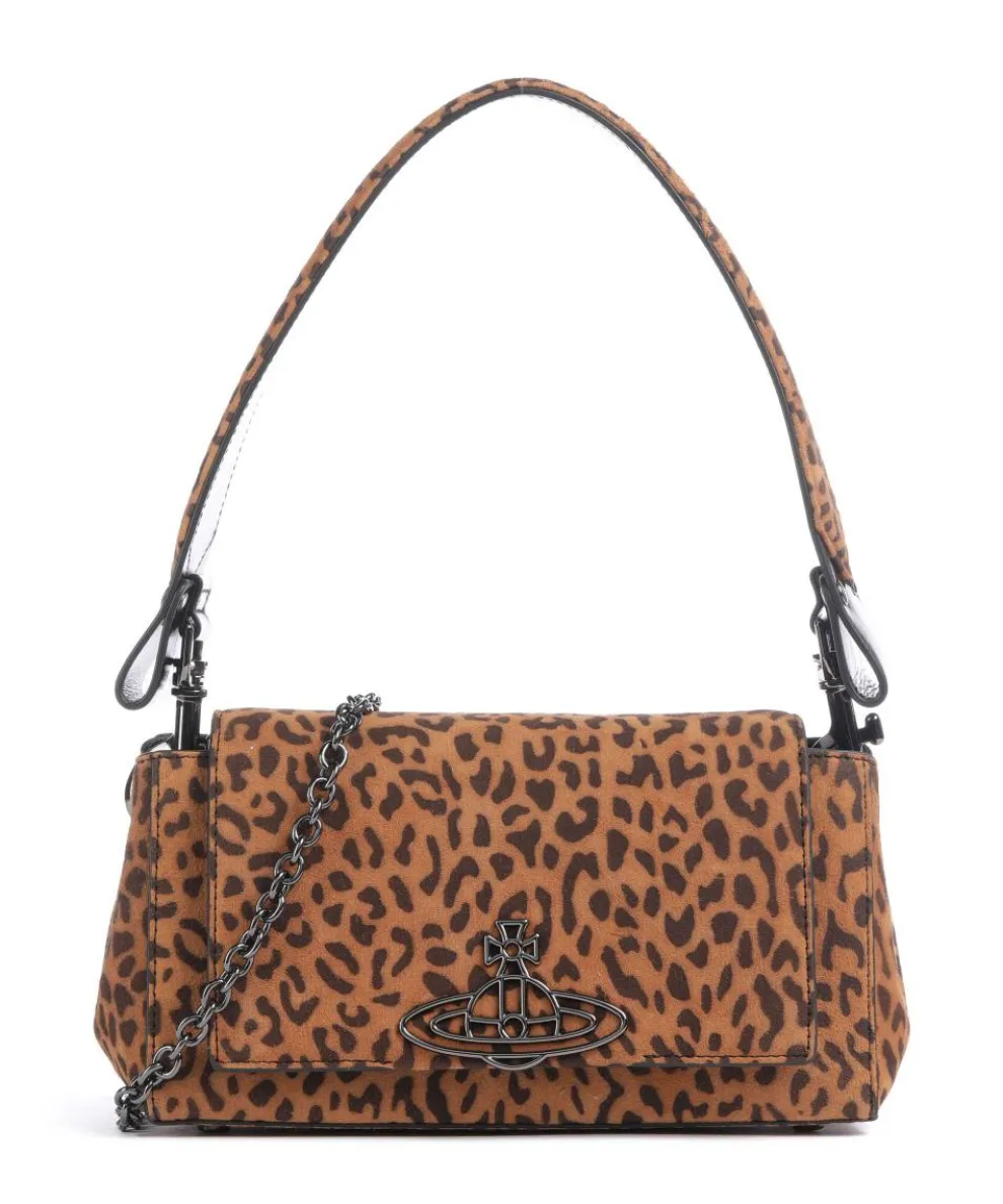 Hazel Suede Printed Medium Schultertasche Schafsleder braun