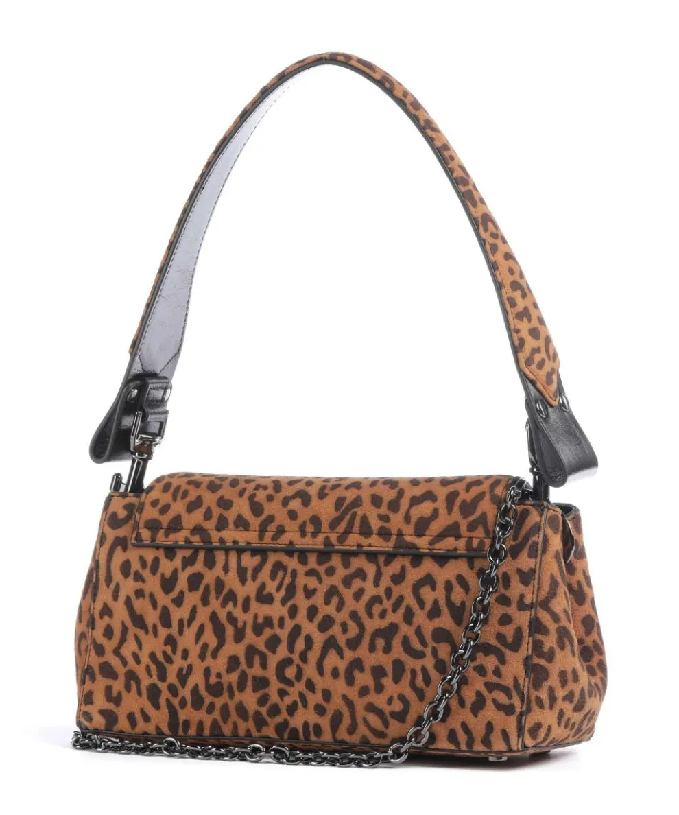 Hazel Suede Printed Medium Schultertasche Schafsleder braun