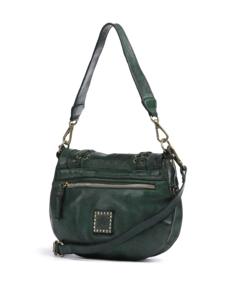 Schultertasche genarbtes Rindsleder dunkelgrün