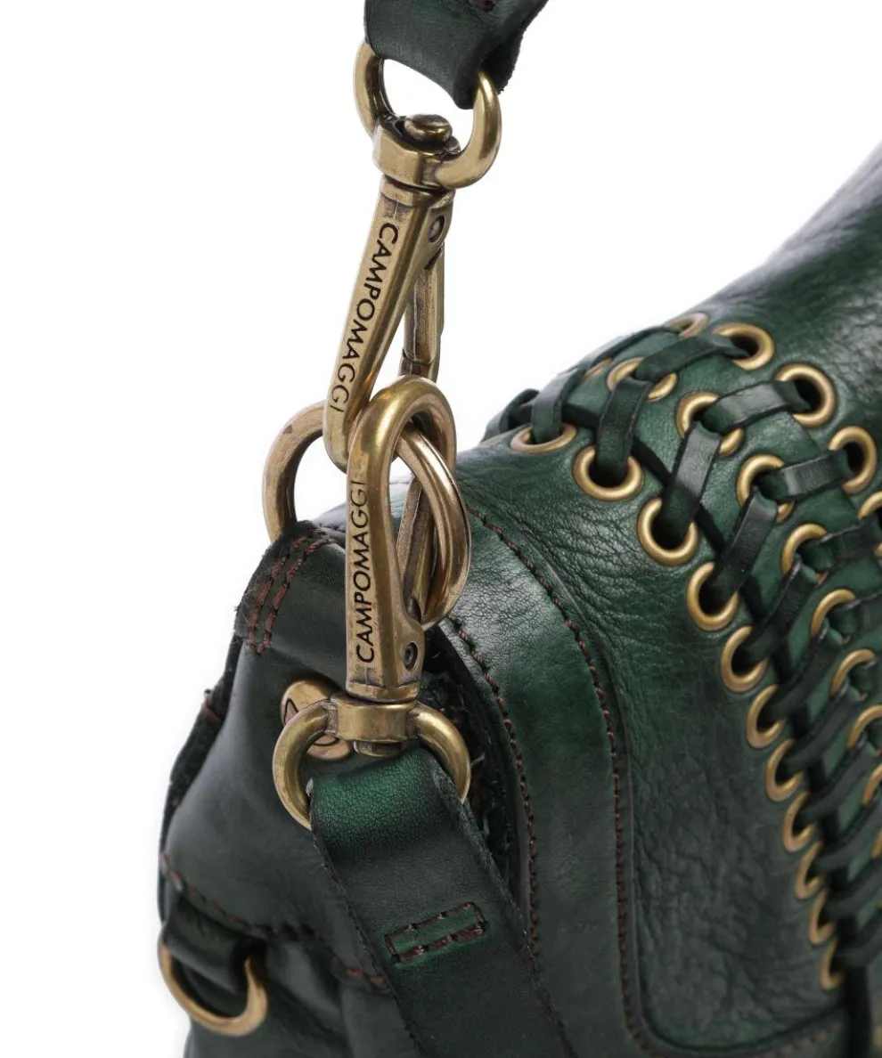 Schultertasche genarbtes Rindsleder dunkelgrün