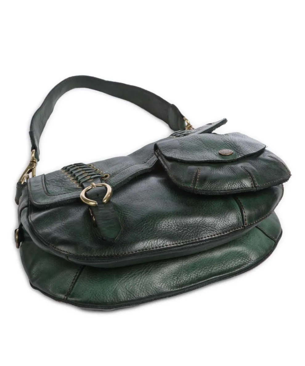 Schultertasche genarbtes Rindsleder dunkelgrün