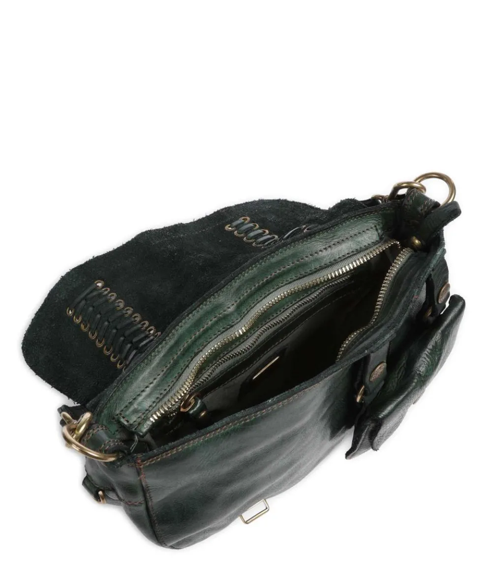 Schultertasche genarbtes Rindsleder dunkelgrün