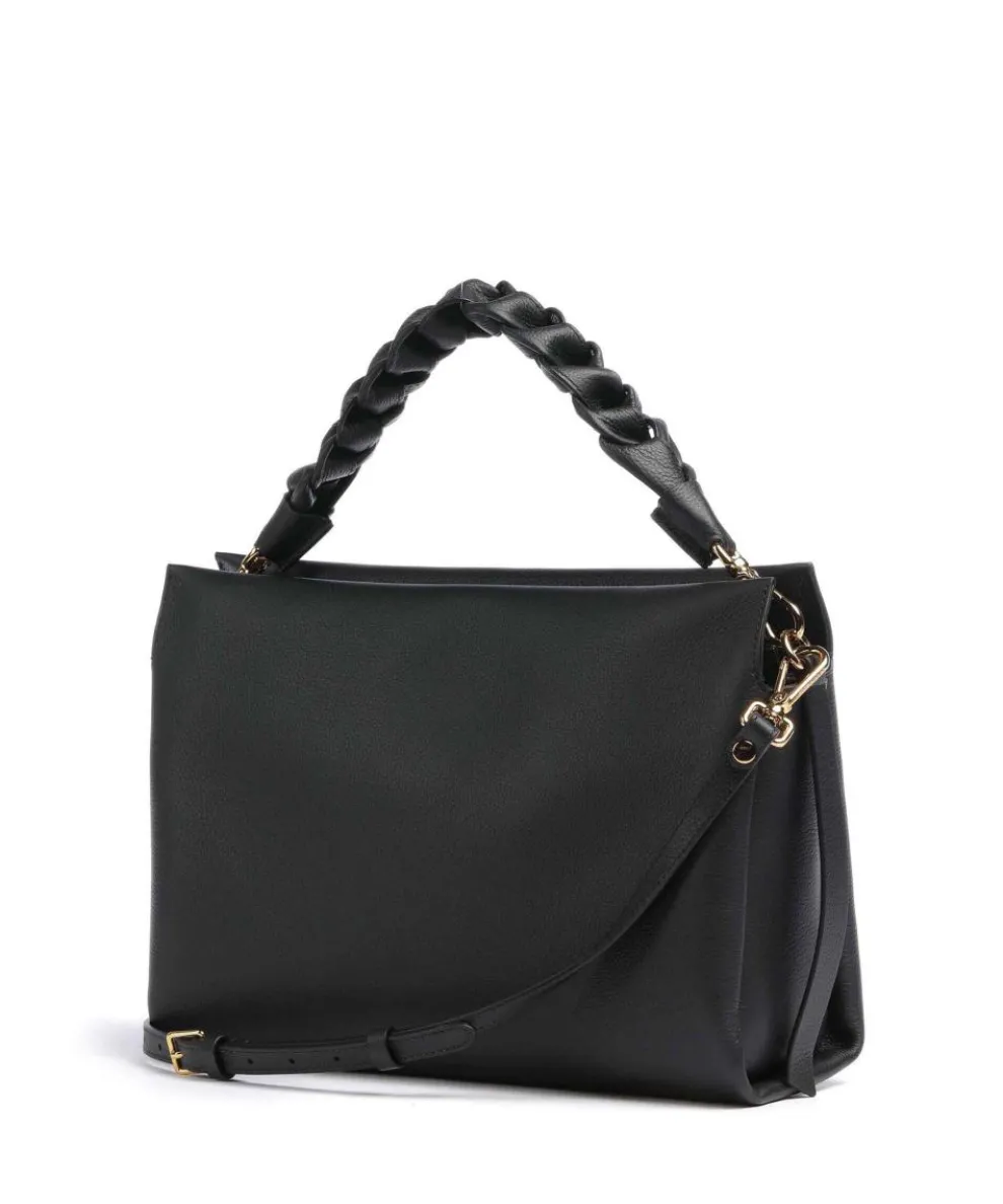 Boheme Grana Double Handtasche genarbtes Rindsleder schwarz