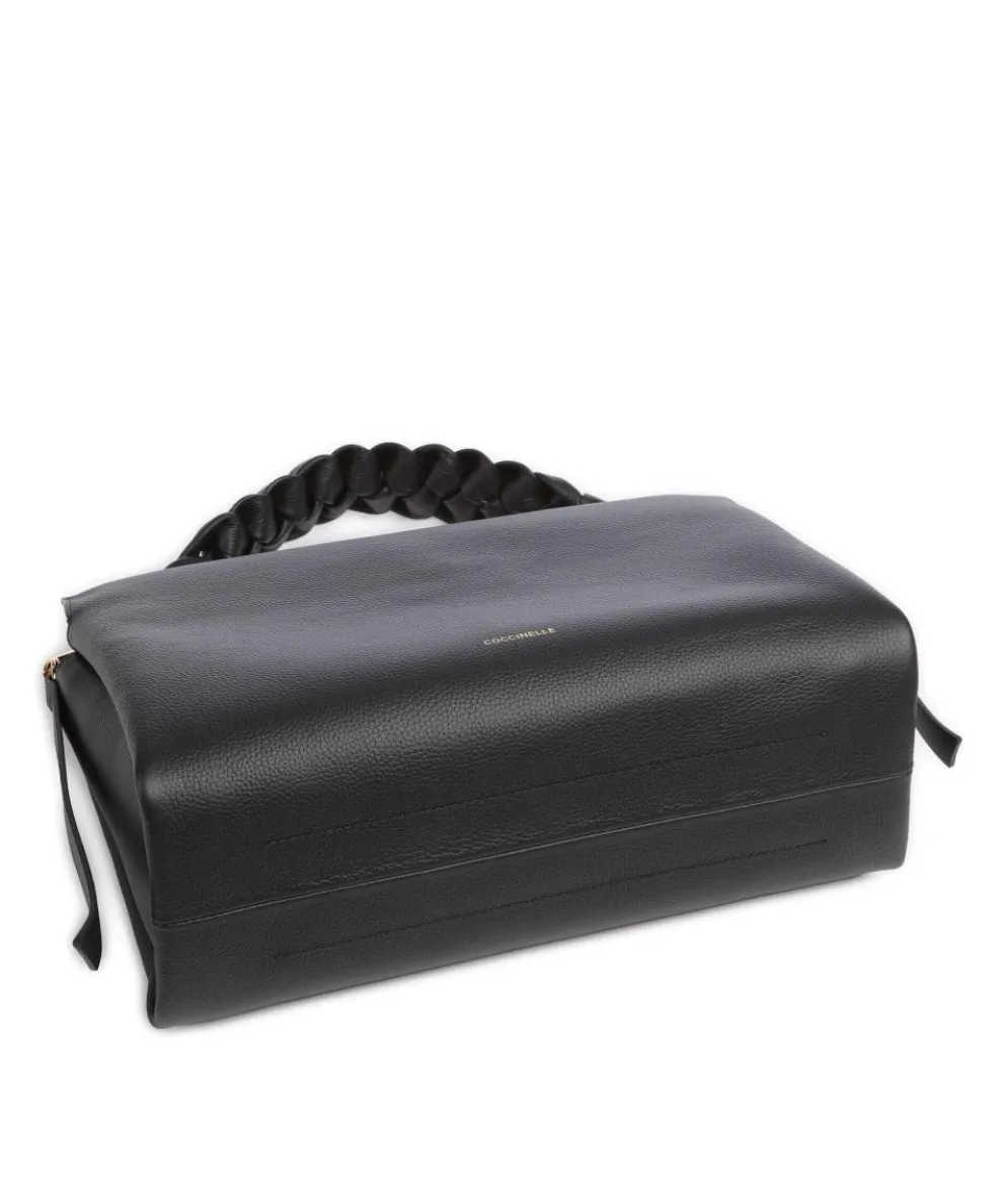 Boheme Grana Double Handtasche genarbtes Rindsleder schwarz